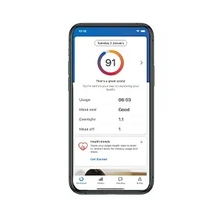 Kuva älypuhelimesta, jonka näytössä on myAir-sovelluksen unipisteet.